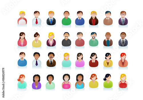 various ethnic business people avatar icons