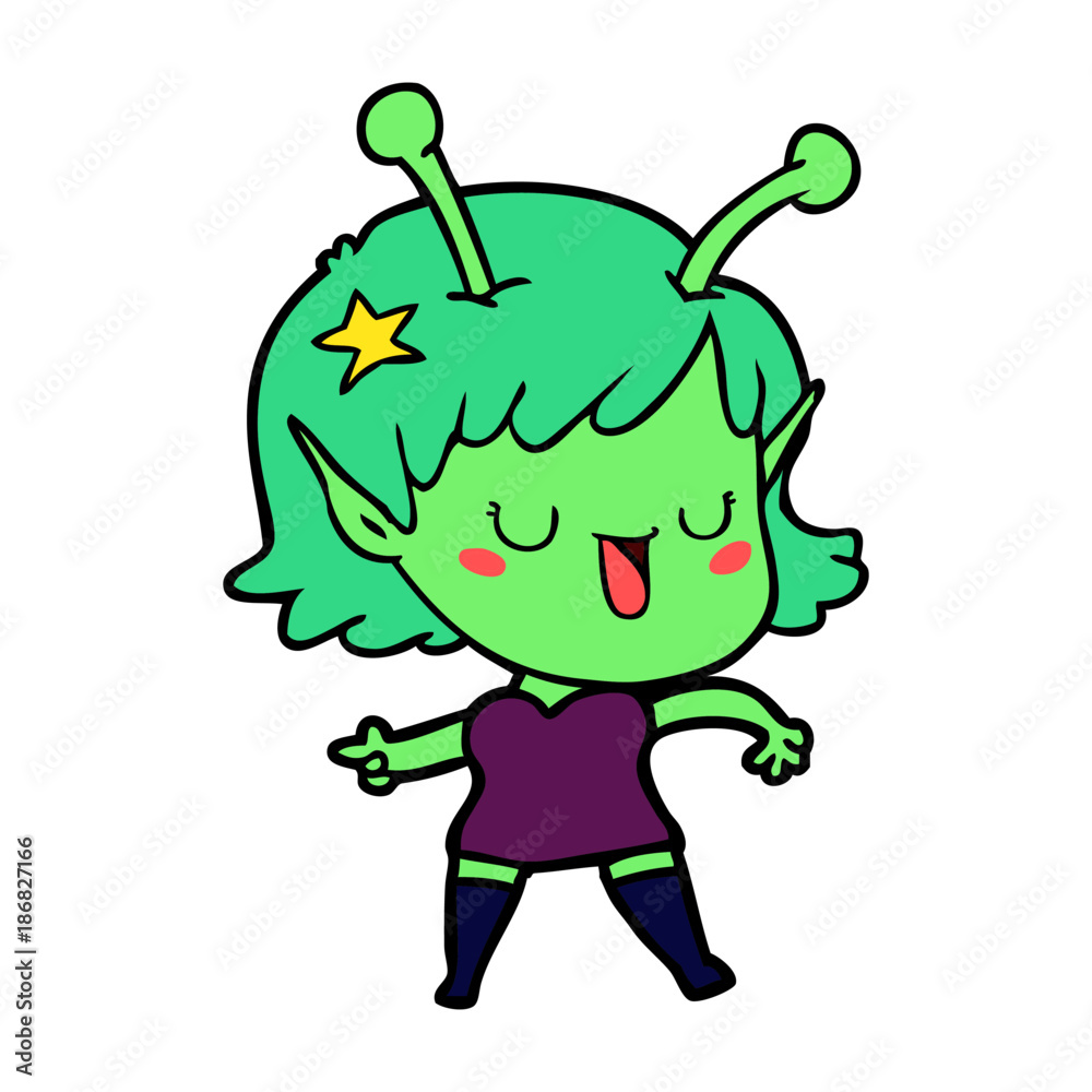 Fototapeta premium happy alien girl cartoon