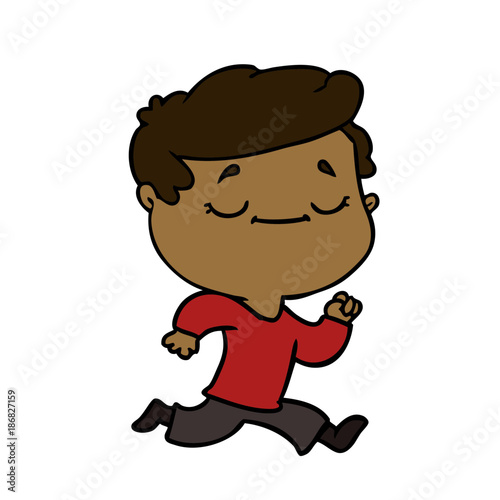 cartoon peaceful man running