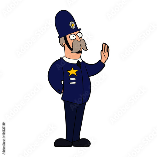 cartoon policeman making stop gesture