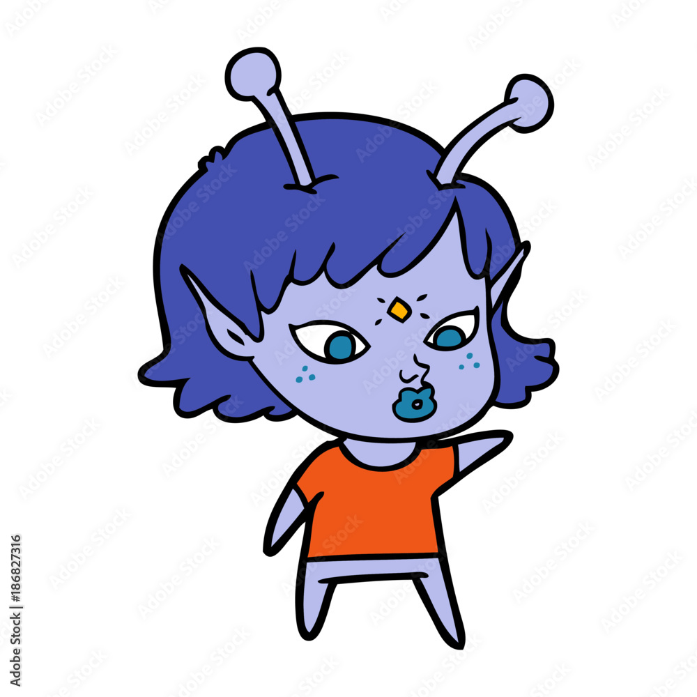 pretty cartoon alien girl