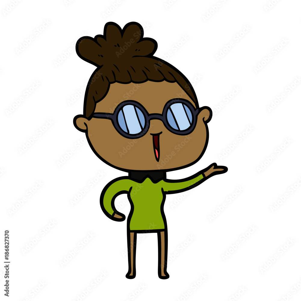 cartoon woman wearing spectacles