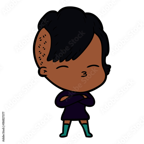 cartoon squinting girl