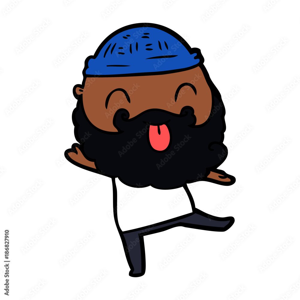 dancing man with beard sticking out tongue