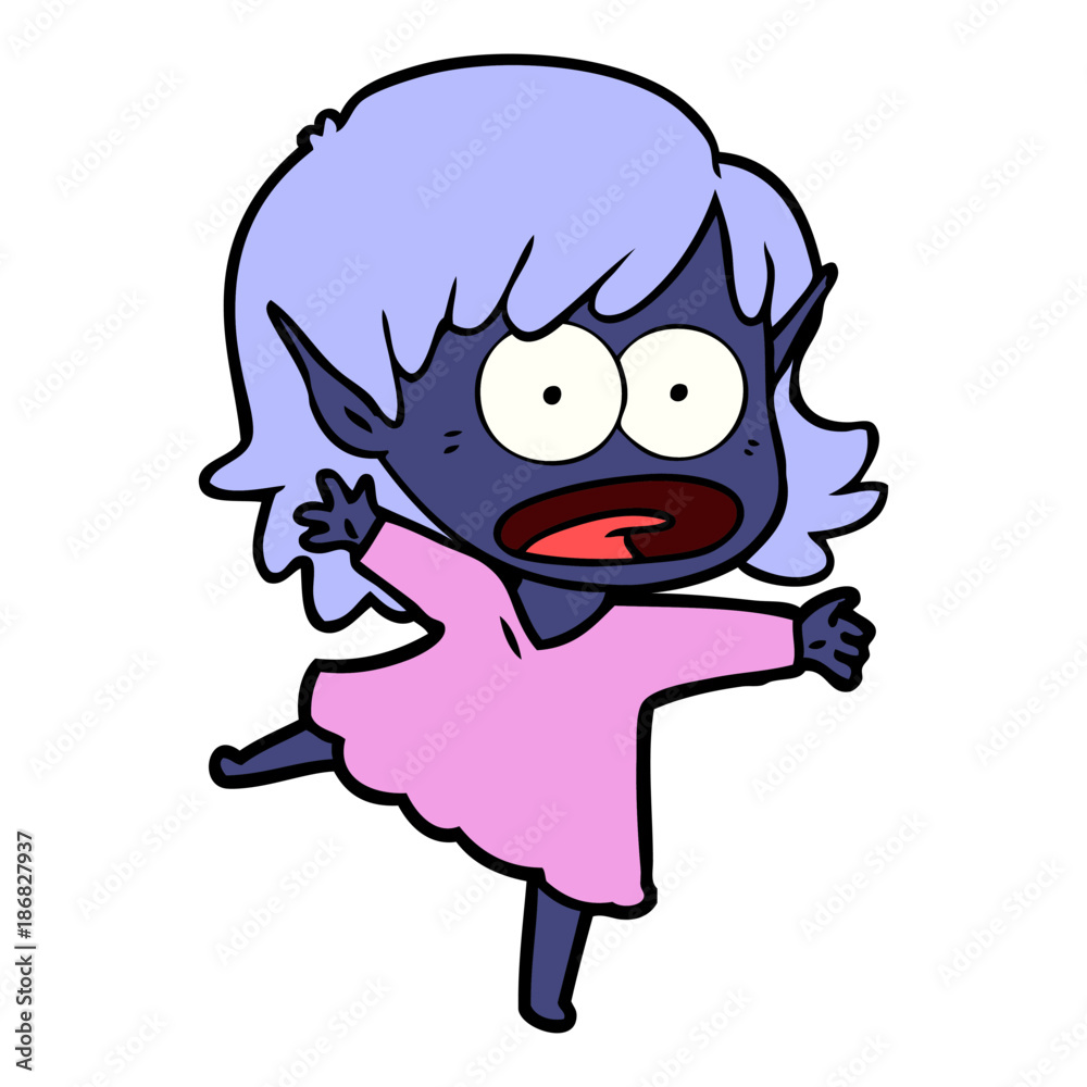 cartoon shocked elf girl cartoon shocked elf girl