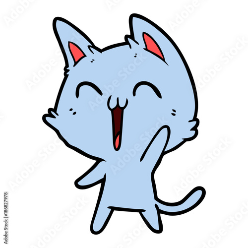 happy cartoon cat meowing