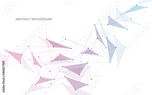 Vector global creative social network. Abstract polygonal background with lines and dots.