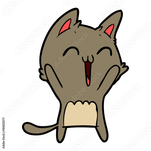 happy cartoon cat meowing