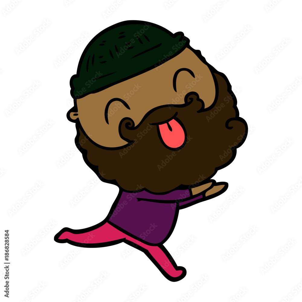 running man with beard sticking out tongue
