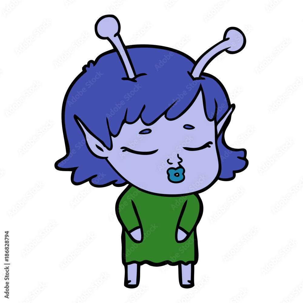 cute alien girl cartoon