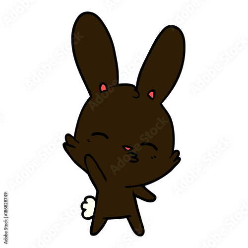 curious waving bunny cartoon