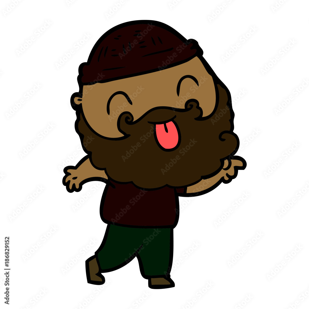 man with beard sticking out tongue