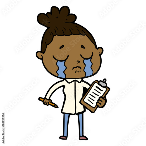 cartoon crying saleswoman