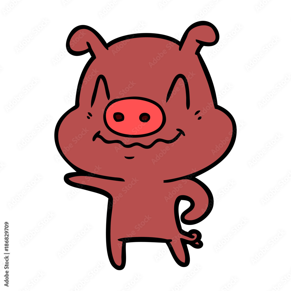 Naklejka premium nervous cartoon pig