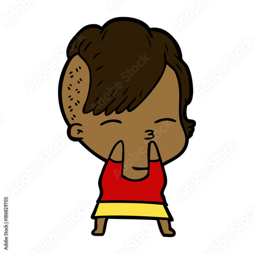 cartoon squinting girl