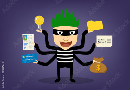 Thief infographic. Hackker can hack every thing
