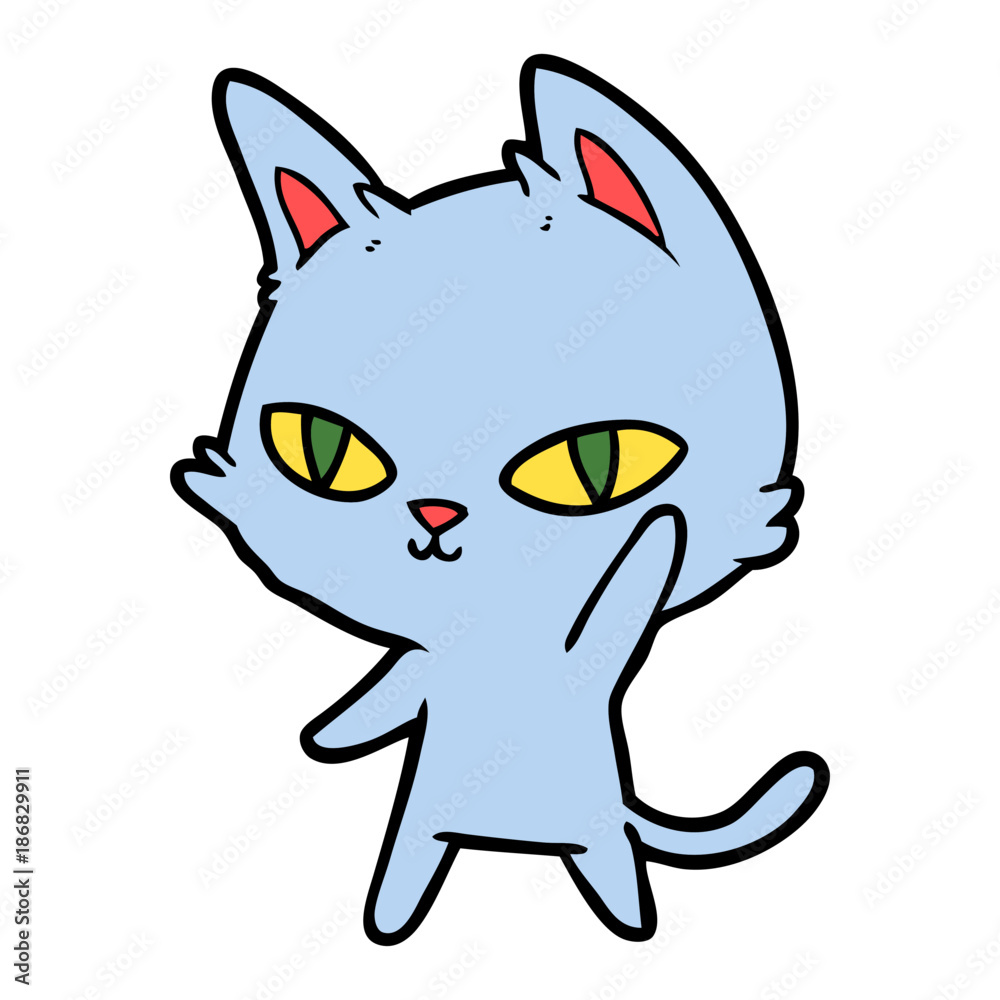 cartoon cat waving cartoon cat waving