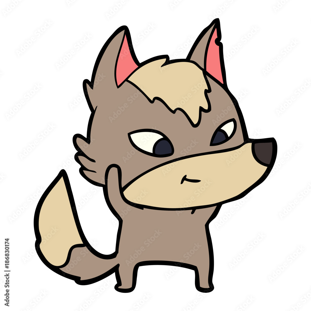 friendly cartoon wolf