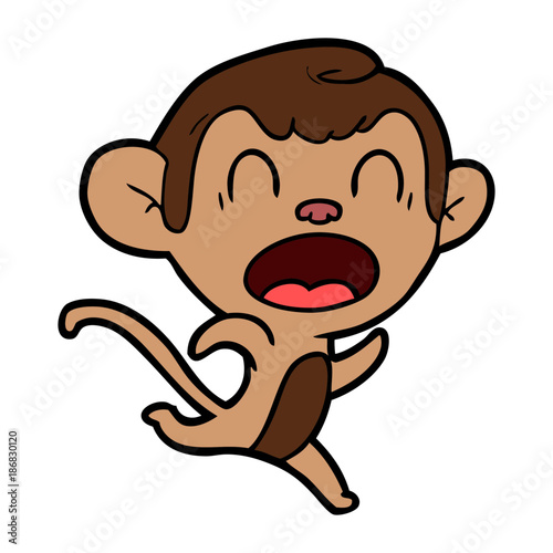 shouting cartoon monkey running