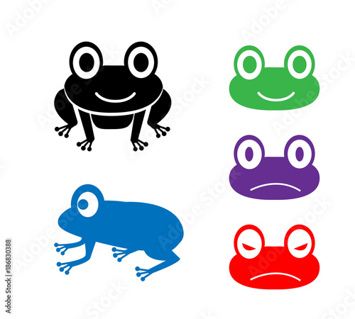 Set of frog icon in cartoon style, vector