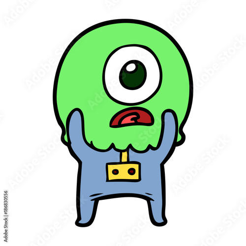 cartoon cyclops alien spaceman