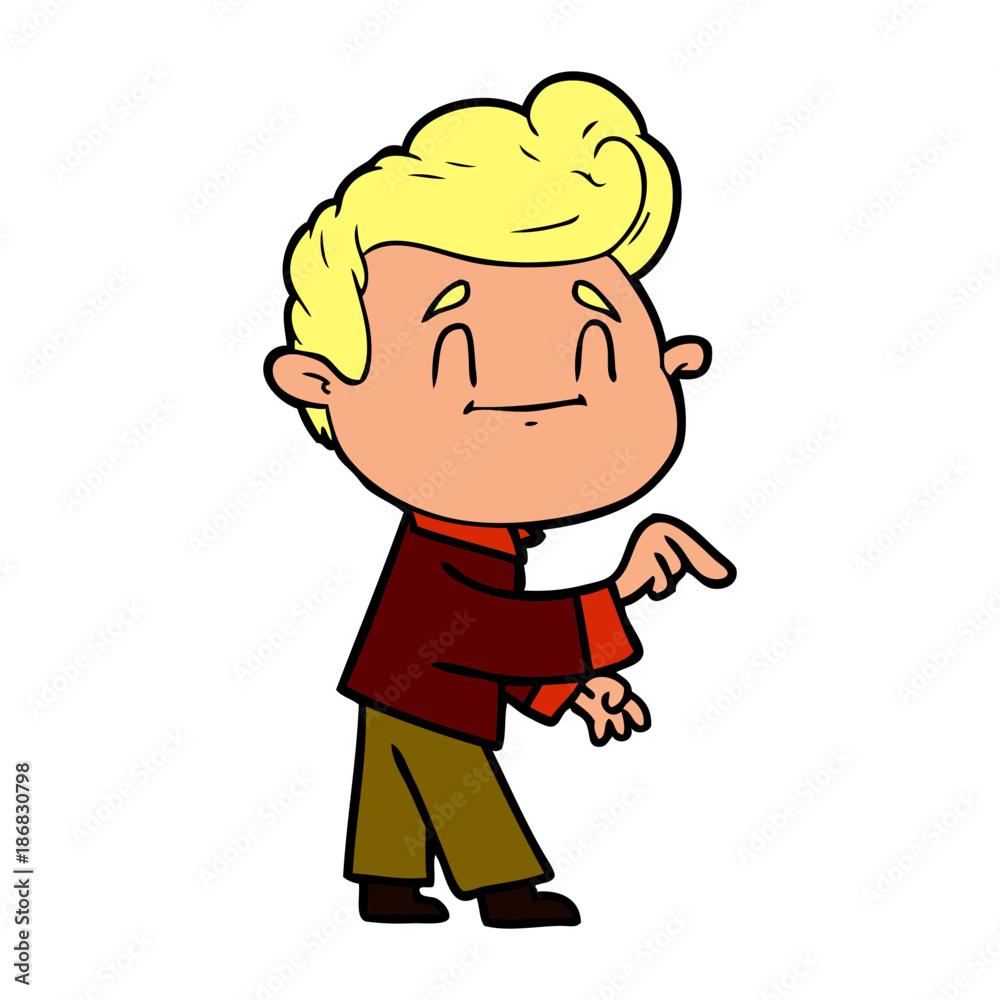 happy cartoon man making point happy cartoon man making point