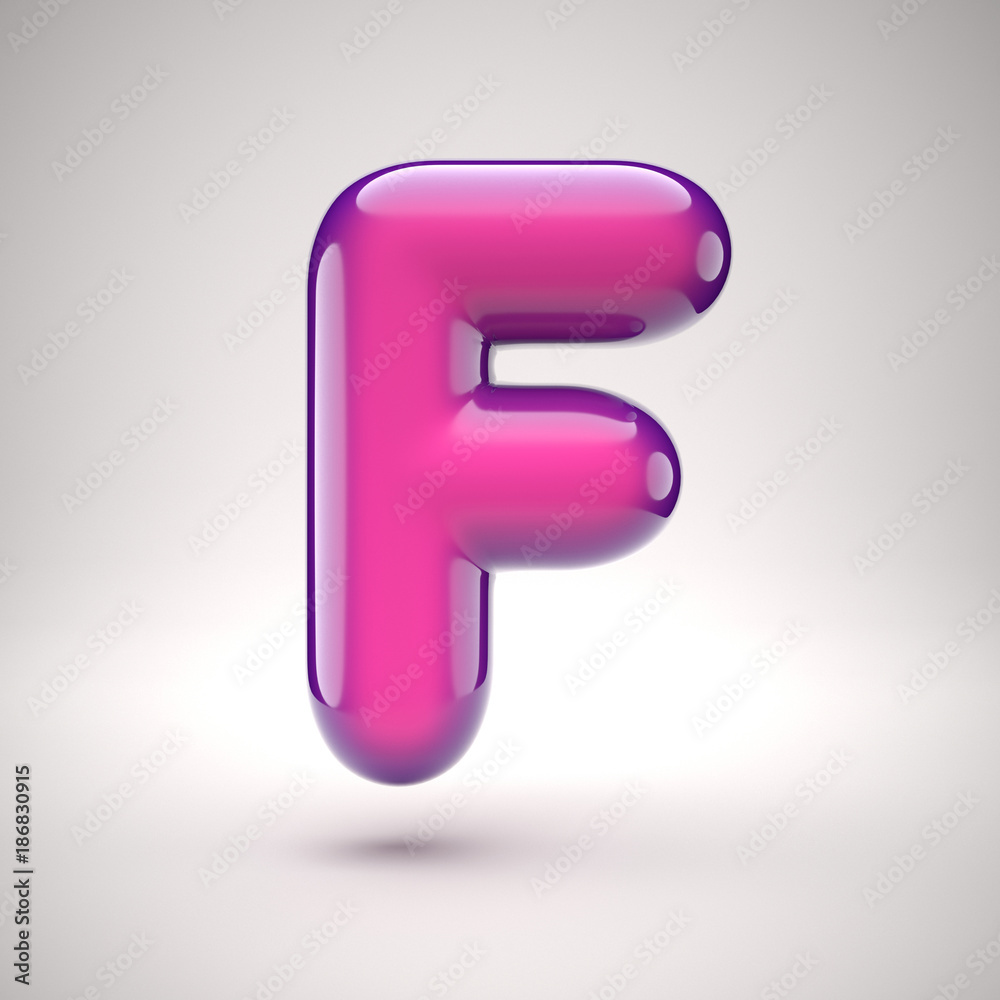 Round pink glossy font 3d rendering letter F Round pink glossy font 3d rendering letter F