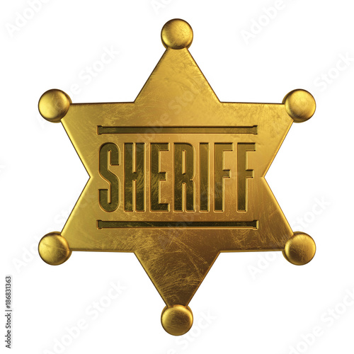 Fotografie Sheriff badge isolated on white background 3d rendering
