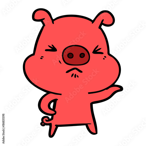 cartoon angry pig