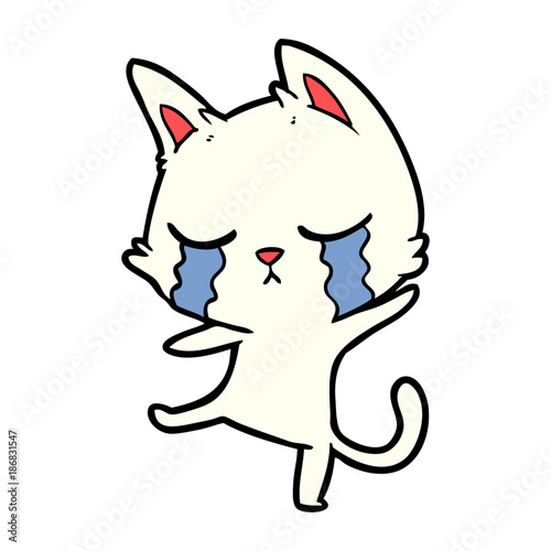 crying cartoon cat performing a dance
