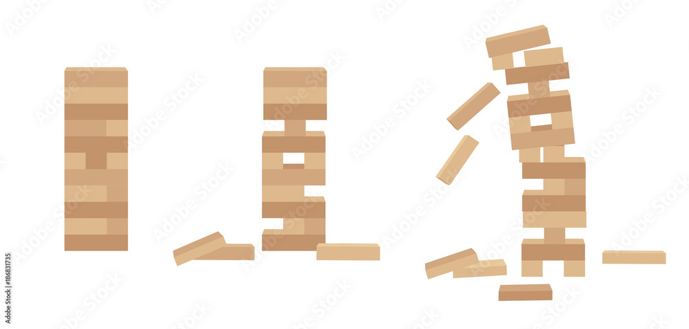 Set of tower game jenga. Wooden block game Set of tower game jenga. Wooden block game
