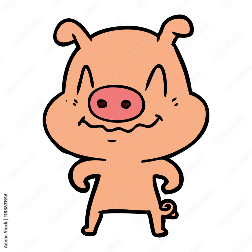 nervous cartoon pig