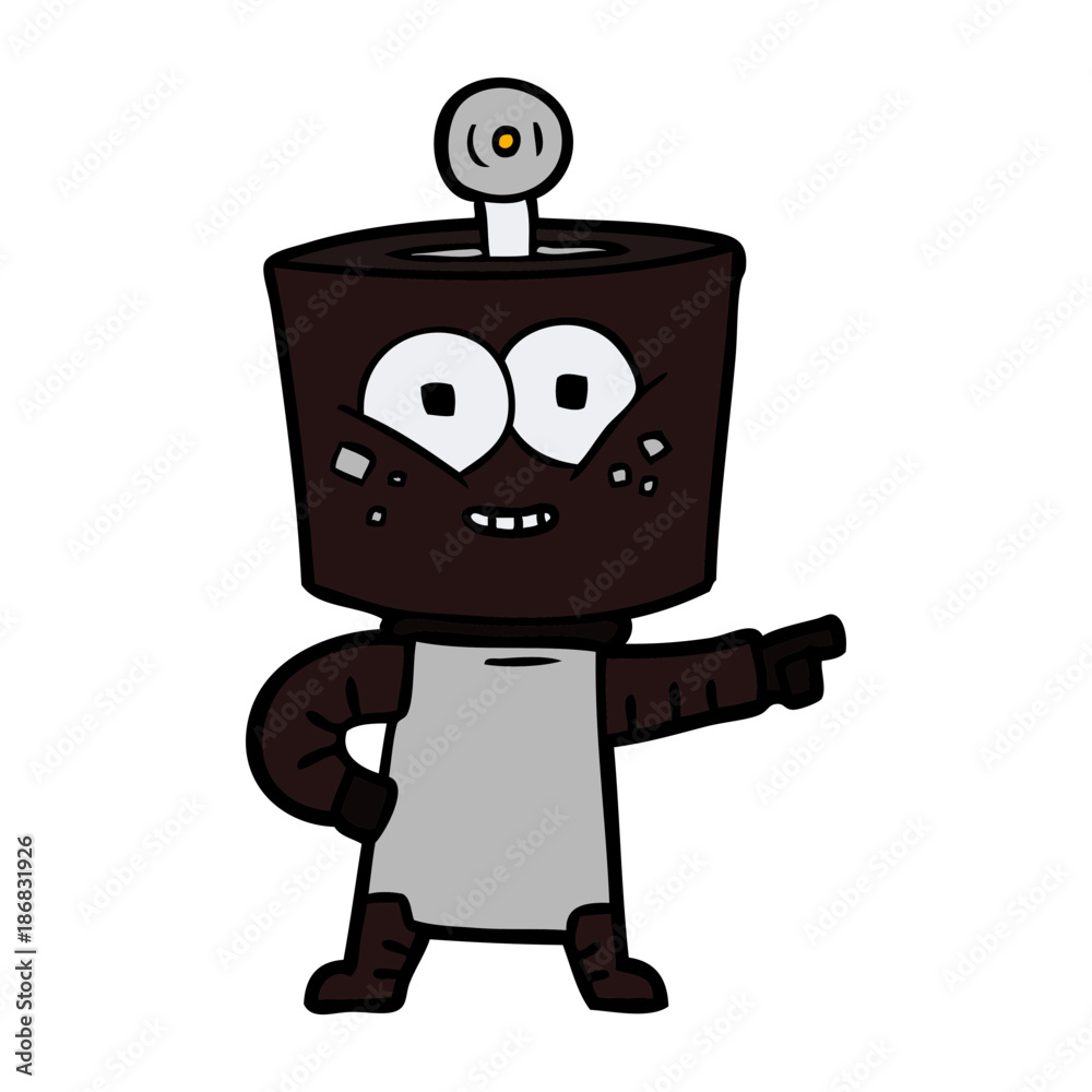 Naklejka premium happy cartoon robot pointing