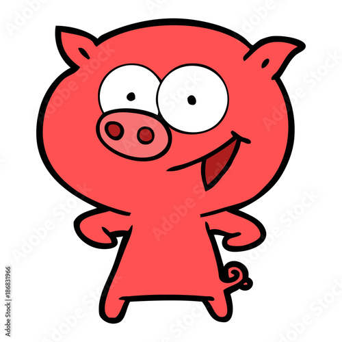 cheerful pig cartoon