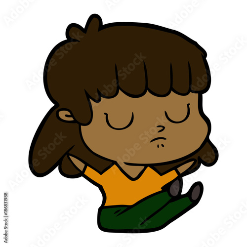 cartoon indifferent woman sitting