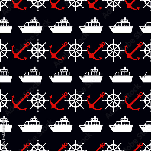 marine and nautical ornament seamless pattern. vector illustration
