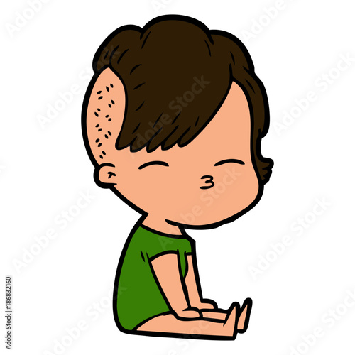 cartoon squinting girl