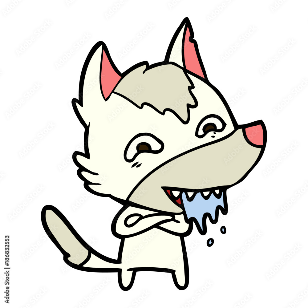 cartoon hungry wolf