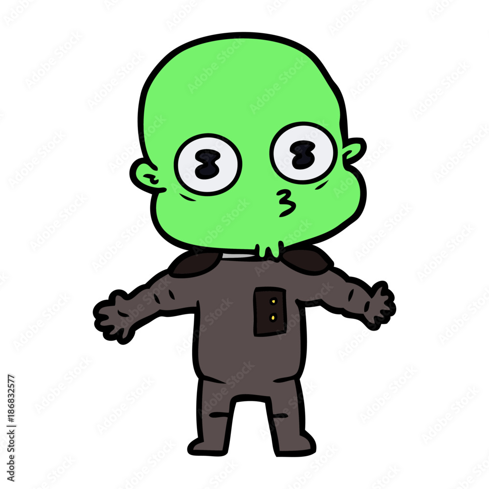 Obraz premium cartoon weird bald spaceman