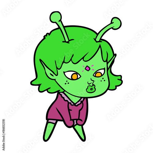 pretty cartoon alien girl