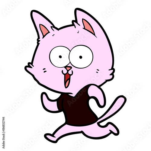 funny cartoon cat jogging