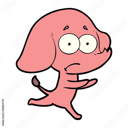 cartoon unsure elephant running away