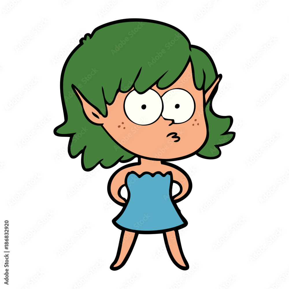 cartoon elf girl in dress cartoon elf girl in dress