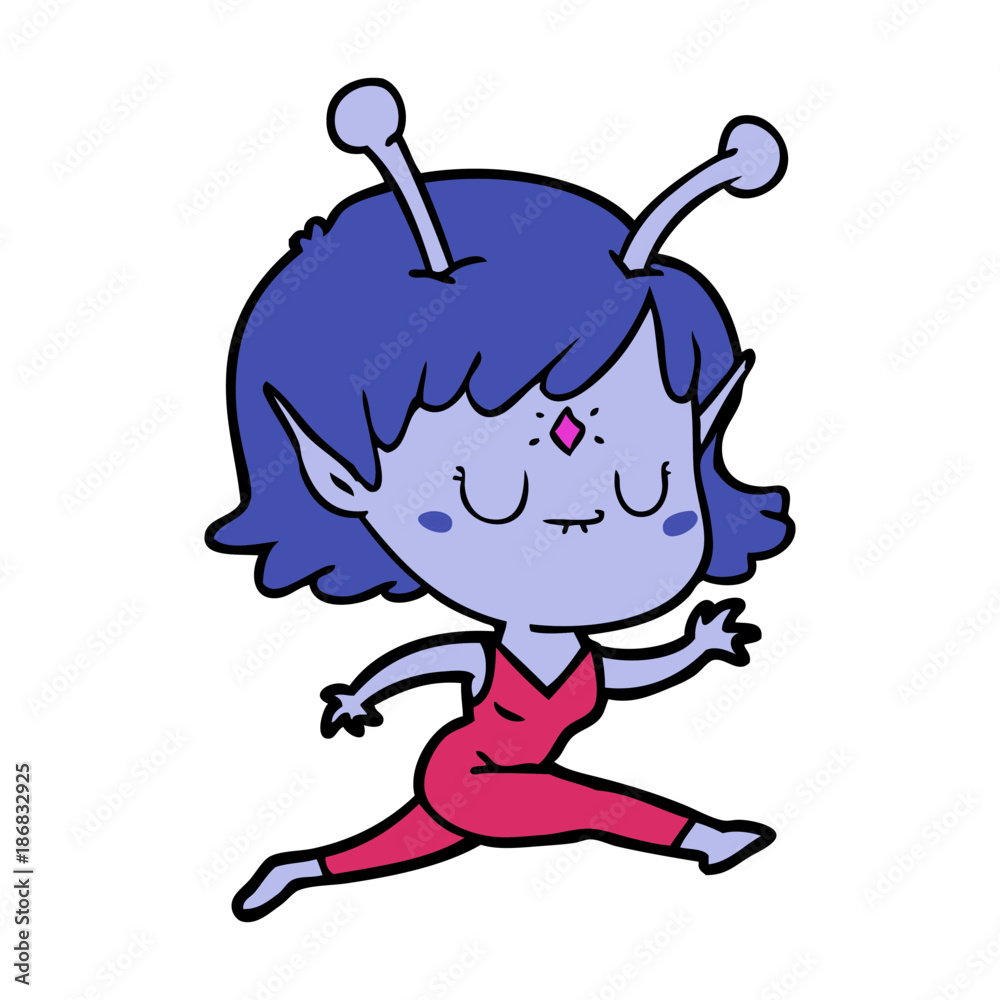 cartoon alien girl jumping cartoon alien girl jumping