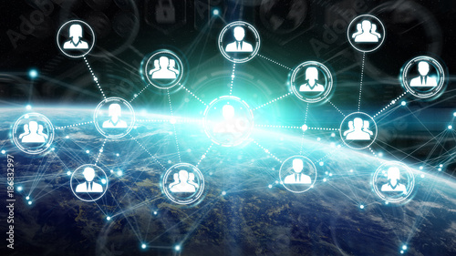 Wallpaper Mural Digital social network on planet Earth 3D rendering Torontodigital.ca