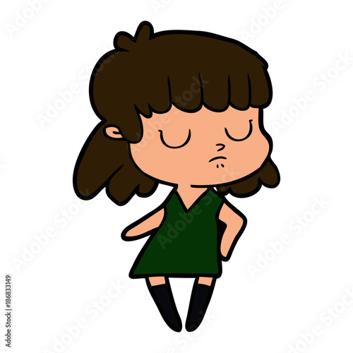 cartoon indifferent woman