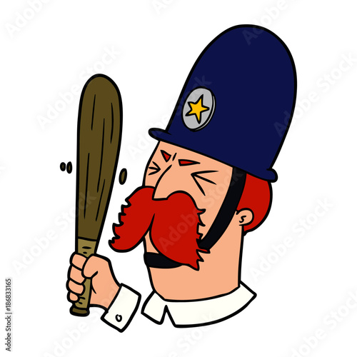 cartoon policeman waving baton
