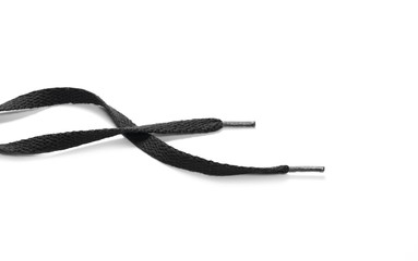 Black shoelaces isolated on white background