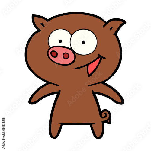 cheerful pig cartoon