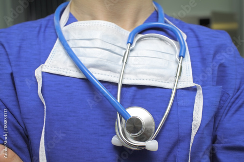 Doctor on duty at the hospital ready for work photo